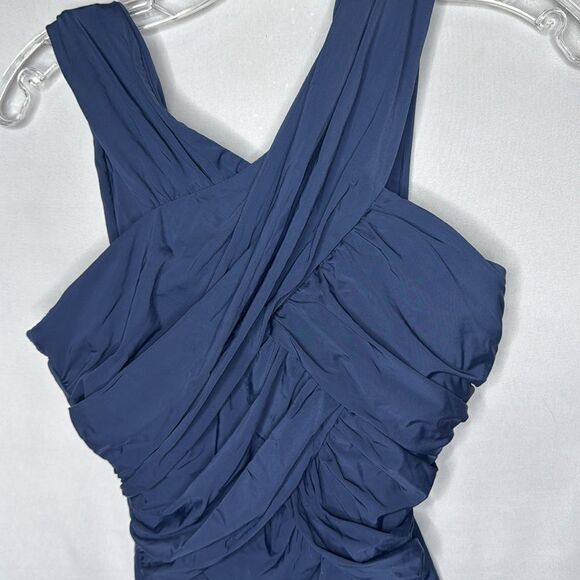 Garnet Hill Ruched-Front Navy One Piece Bathing Suit. Size 4. - Picture 4 of 9